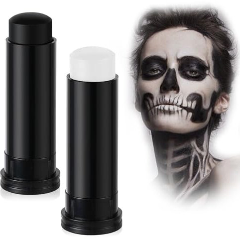 Aomig Crayon Corporel en Bâton de Peinture, Bâtons de Maquillage de Peinture pour le Visage et le Corps, Maquillage de Fête D'art Corporel D'halloween(Noir + Blanc)