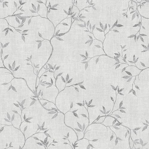 Darcy James Collection Japandi Leaf Scandinavian Minimalistic Style Textured Effect Wallpaper Perfect for Living Rooms, Romantic Bedrooms, Feature Walls Grey Muriva 173571