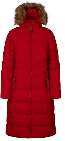Trespass Womens Audrey Padded Faux Fur Hooded Jacket - Red - L