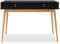 IDIMEX Escritorio Wanda con 2 cajones de madera maciza negro/roble, mesa de oficina con patas cónicas, mesa de oficina en casa, mueble de oficina con espacio de almacenamiento