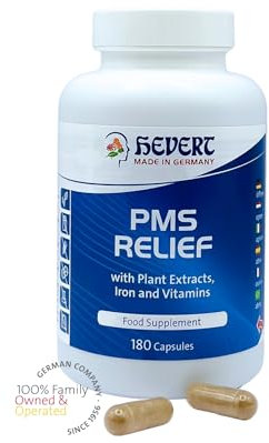 PMS Relief – 200 mg de extracto de Vitex agnus castus (Sauzgatillo), hierro, vitaminas B6, B3, C, L-carnitina. Apoya síndrome premenstrual (SPM) y el equilibrio hormonal femenino