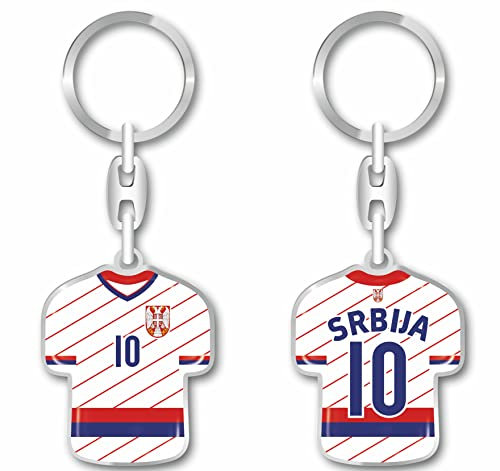 daged Serbien Schlüsselanhänger Trikot Schlüsselring Harzbeschichtung 3D Effekt + Aufkleber praktische Funktionalität - TR