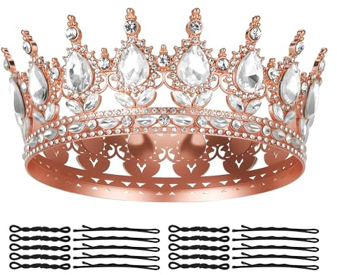 Zocipro Diadème Rond en Cristal pour Femme, Couronne de Reine Baroque Vintage, Pièce de Tête en Strass Étincelante pour Carnaval Mariage Anniversaire Fête