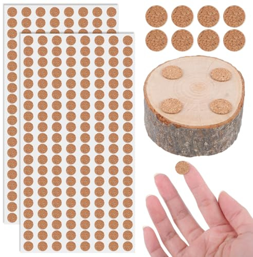 DIYEAH 12mm Self-Adhesive Cork Pads (500 Pack) - Round Furniture Floor Protectors & Picture Frame Bumpers - Non-Slip Drawer Stops & Spacers - Natural Cork for DIY Projects & Home Decor
