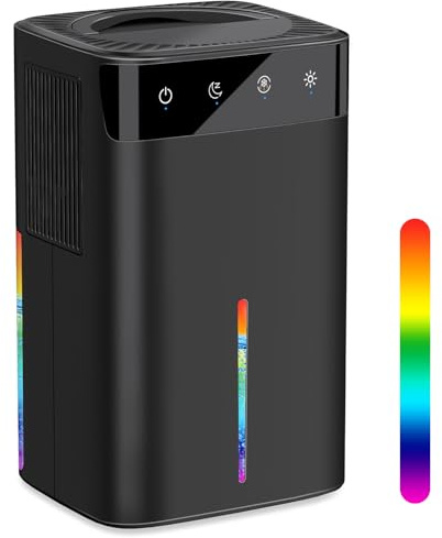 Dehumidifiers for Home-Dehumidifier Bedroom with Auto-Off,Quiet Energy-Saving Portable Small Dehumidifier with Auto Defrost & LED Lights,Sleep Mode,2.6L Mini Dehumidifiers for Bathroom,Office,RV-Black