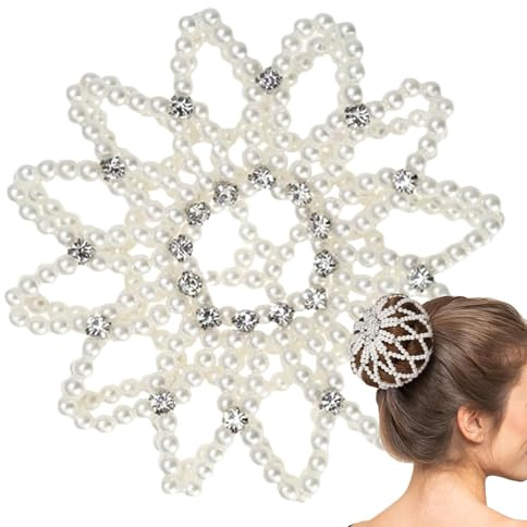 Jubilofex Dutt-Abdeckung, Perlen-Strass-Ballett-Haarnetz, Pferdeschwanzhalter für Hochzeit, Party, Bühnenaufführung, Tanzaufführung, formelle Veranstaltungen, Arbeit