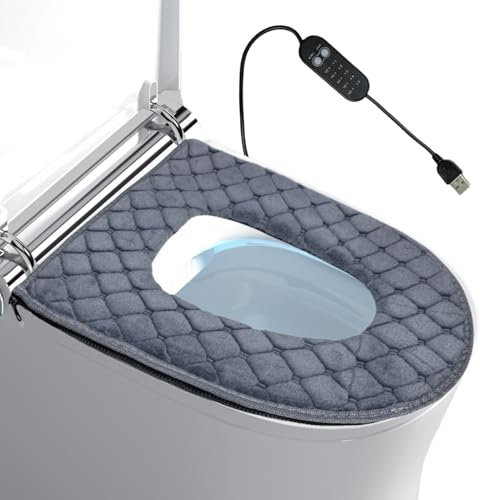 Lpoppcx USB Toilettensitz Abdeckung,5-Stufen einstellbare Heizung - Toilettensitz Auflage Mit Zeitschaltuhr,Stecker Design Für Kaltes Wetter Altenpflege Badezimmer Wohnung Hotelzimmer Urlaub