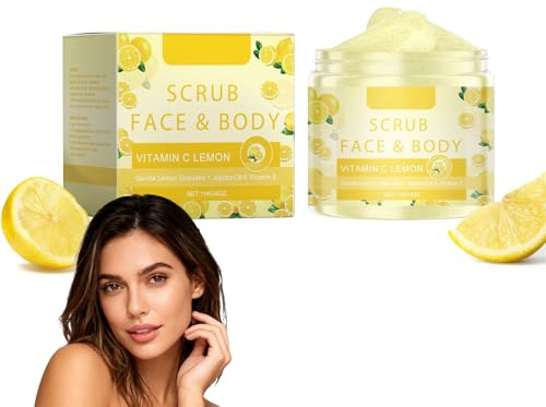 Zitronen Vitamin C Körperpeeling, Sanftes Gesichtspeeling Für Empfindliche Haut, Vitamin C Gesichtspeeling Mit Jojobaöl & Vit E, Zitronen Peeling Gel Reiniger, Feuchtigkeitsspendendes Peeling (1pcs)