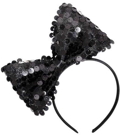 TrendandStylez Haarreif mit großer Pailletten-Schleife in 4 Farben – Glitzernder Kopfschmuck für Damen & Mädchen, das perfekte Accessoire für Karneval, JGA, 80er Jahre & Mottoparty