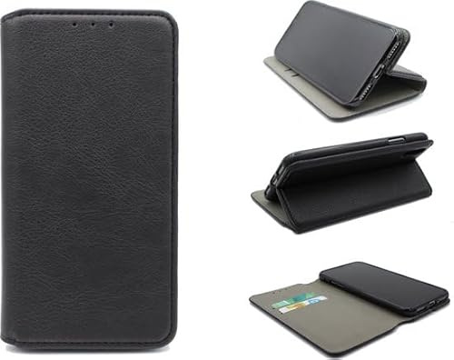HB Hülle Kompatibel mit Apple iPhone XR, Schwarz, Luxus Kunstleder Slim Wallet Book Case