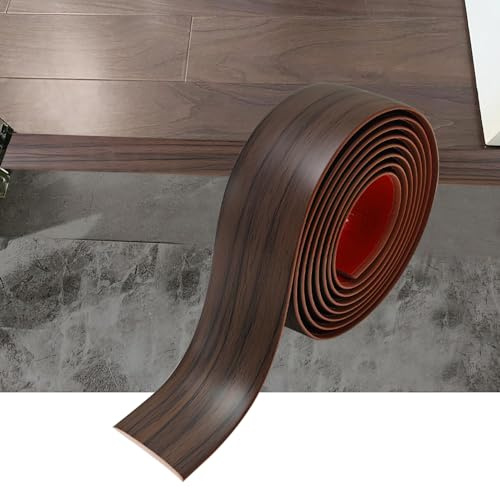 Zayejod 10M PVC Floor Transition Strip Self Adhesive,Brown Wood Grain 4CM | Vinyl Flat Floor Divider Strip Carpet Cover Strips Laminate Threshold Flooring Edge Trim for Joining Floor Tiles Gap Door Bar