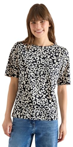 Damen Shirt mit Boatneck und Leo-Print
