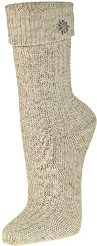 Harrys-Collection Unisex Trachtensocken mit Edelweiß für Damen und Herren, Farben:beige, Schuhgröße:35-38