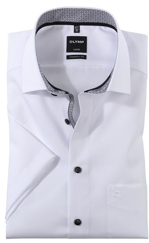 OLYMP Hemd Halbarm Luxor, Modern Fit, Bügelfrei, Knitterfrei, 100% Baumwolle, New Kent Kragen, Kurzarm 1/2