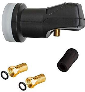 ARLI Universal Single LNB 0.1 dB – 1 Teilnehmer mit Wetterschutz + 2X F-Stecker vergoldet 40 mm Feed HDTV 4K 8K DVB-S2