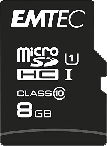 EMTEC ECMSDM8GHC10GP - Carte microSD - Classe 10 - Gamme Elite Gold - UHS-I U1 - Avec adaptateur Performance - Vitesse de lecture jusqu'à 85MB/s -Noir/Or - 8 Gb