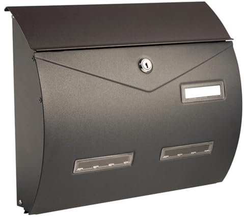 ALUBOX Busta Briefkasten im Zeitschriftenformat 31,5X37,5X10,2 cm Briefkasten mit Einbruchsicherung und Klappöffnung Wetterfester und Korrosionsbeständiger Außenbriefkasten (anthrazit)