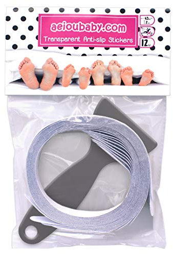 12 STRISCE Antiscivolo Trasparenti per VASCA, Adesivi Ruvidi per una presa migliore, Nastro Adesivo Discreto ed Elegante, 45x2cm per una maggiore Sicurezza, Palloncino in regalo!