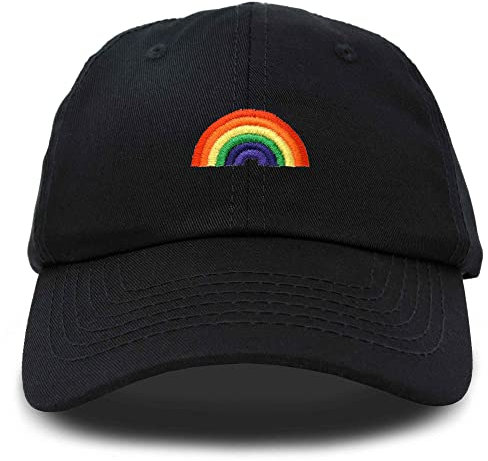 DALIX Regenbogen-Baseballkappe für Damen, süße Mütze, weiche Baumwollkappen, Schwarz, Einheitsgröße