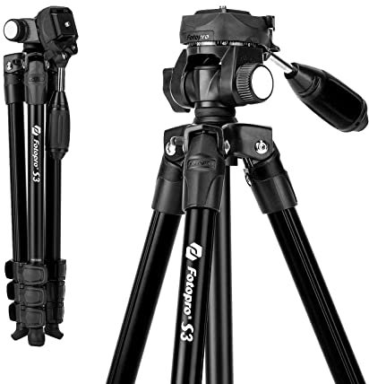 Fotopro 60inch Travel Tripod, 2-Way Tilt Head Video Tripod with Quick Release Plate for SLR DSLR Camera, Lightweight Camera Tripod Max Load Up 6.6lbs