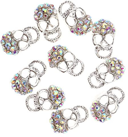 Fenteer 10pcs Tattoo Nail Art Aufkleber Totenkopf Schädel Fingernägel Nagel Sticker - Silber