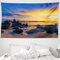 ABAKUHAUS Sonnenuntergang Wandteppich und Tagesdecke Horizon Sky Beach Viewaus Weiches Mikrofaser Stoff 230 x 140 cm Wand Dekoration Mauve, Blau Marigold