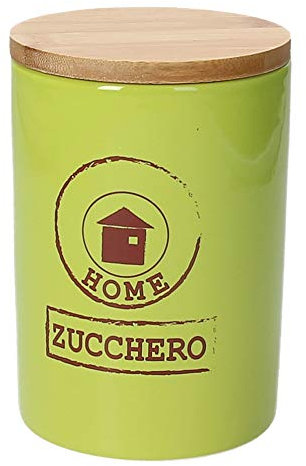 Tognana Dolce Casa Rustic Color - Barattolo per zucchero in ceramica, 800 ml, altezza 15 cm, colore: Verde