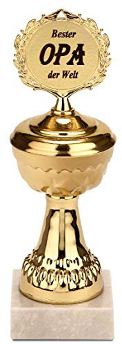 BRUBAKER Pokal - goldene Trophäe mit Marmorsockel - Geschenkidee für Großväter - Motiv: Bester Opa der Welt