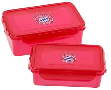 FC Bayern München Brotdose - 2er-Set rot transparent - FCB Brotbüchse, Frühstücksbox