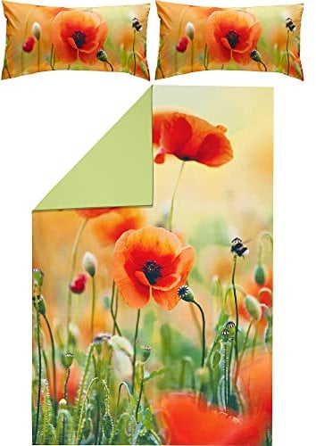 REDBEST Wende-Bettwäsche, Bettgarnitur Renforcé bunt Größe 40x80 cm / 200x200 cm - strapazierstark, atmungsaktiv, mit praktischem Reißverschluss