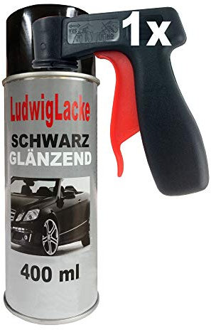 Schwarz glänzend 1 Spraydose + Haltegriff 400ml Made in Germany