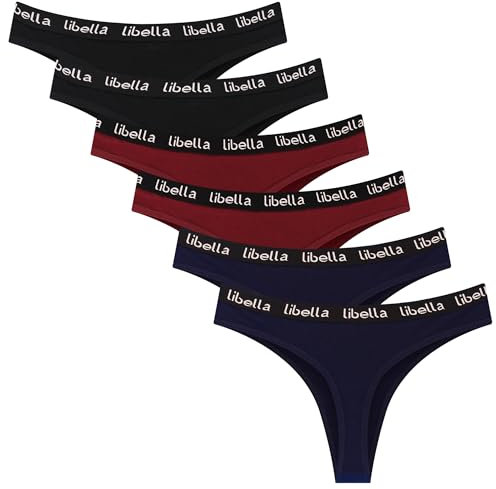 Libella 6er-Pack Damen-Strings, Unterwäsche aus Baumwolle, Atmungsaktive Unterhosen 3207BMR XL