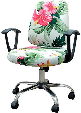 FYTXSZ Stretch Office Computer Chair Cover Universal Fit - Stretchable Washable Chair Cover Durable and Protective Armchair Slipcover (FTYT-huahonglvye-UK, S)