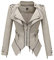 Zhenwo Frauen Biker-Jacke Slim Fit Short Lederjacke Mit Nieten Damen Multi-Zip Motorcycl Outwear Classic Black Punk Kostüm Mädchen Herbst Frühling,Weiß,5XL