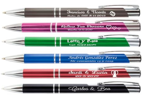 regalo grabado Pack 25 Penne in Metallo Personalizzate con Testo e Logo