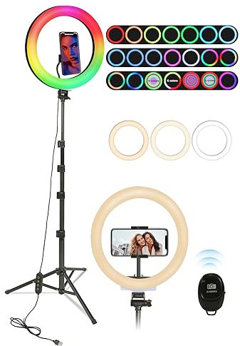 Railee Ringlicht mit Stativ Handy 6 Zoll Tisch LED Ring Light Selfie Ringleuchte Dimmbares Ansteckleuchte für Comptuer Monitor Zoom Meeting Streaming Vlog