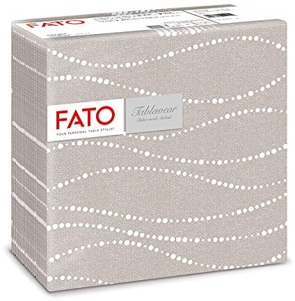 Fato, Trockene Papierservietten, Airlaid, Textileffekt, Packung mit 50 Servietten, Größe 40x40 gefaltet in 4, Turteltaube Perlen Dekoration