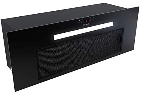 GLOBALO Campana extractora de cocina, ventilador plano, filtro de grasa, campana con iluminación, ancho de montaje: 80 cm, 4 niveles de potencia, acero lacado, Agendero 80.2 negro, negro