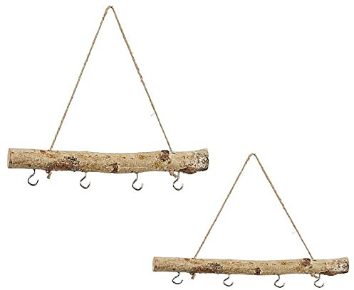 MACOSA CP52307 2 STK. Deko-Äste mit Haken zum hängen Birke Hängeast Dekoast Fensterdeko Holz-Hänger Holzstange Hängedeko Landhaus Birkenholz Dekohänger