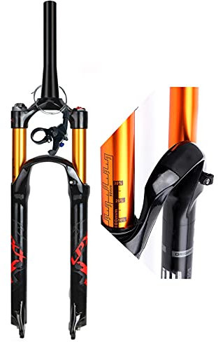 VPPV Forcella Ammortizzata da Montagna 26 Pollici 27,5” 29 ER, Lega di Magnesio 1-1/8 Assorbitore per Bici Forcella MTB Blocco Remoto Corsa 120 mm (Colore : D, Size : 26 inch)