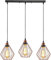 LEDSone 3 Head Rose Gold Vintage Industrial Ceiling Hanging Light Diamond Cage Shade Loft Style Metal Ceiling Pendant Lamp for Kitchen Island E27 UK Holder Kit, Rose Gold