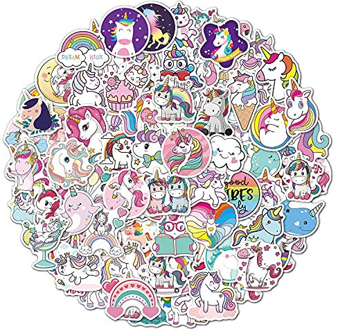Einhorn Aufkleber 100 Stücke, Vinyl Unicorn Stickers Set für Fahrrad Helm Laptop Gepäck Koffer Laptop MacBook iPad