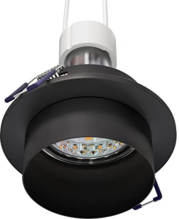 ledscom.de Deckeneinbaurahmen KRON, rund, schwarz matt, inkl. GU10 LED 227lm, warmweiß