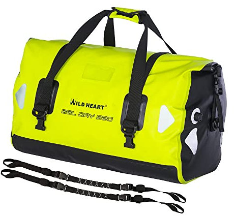 WILD HEART wasserdichte Reisetasche PVC500D mit Seil und Innentasche 40L 66L 100L Für Kajak,Camping,Bootfahren,Motorrad (Leuchtendes Grün, 40L)