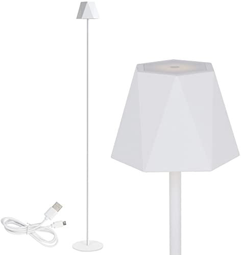 Clauss LED-Stehleuchte mit Akku via USB aufladbar, kabellos, mit Dimmer, aus Metall für Innen und Außen, IP54, weiß, 10014