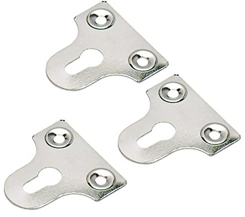 10x Picture Hanging Plates Mirror Glass Frame Hanging 50mm Slotted Fixing Plates Chrome Plated Secure Flat Picture Frame Hanger Bracket