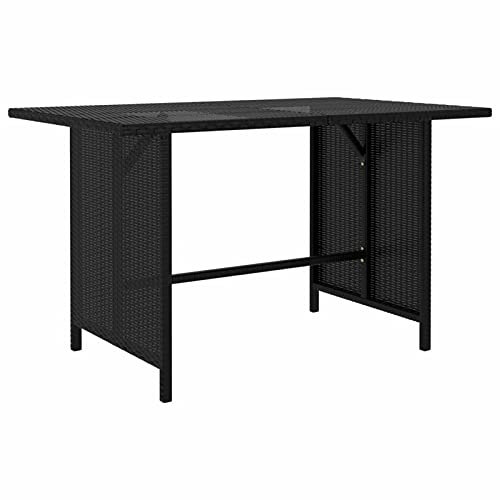 Gecheer Garten Esstisch Gartentisch Campingtisch Balkontisch Terrassentisch Gartenmöbel Tisch Outdoor Außentisch Rattantisch Schwarz 110x70x65 cm Poly Rattan