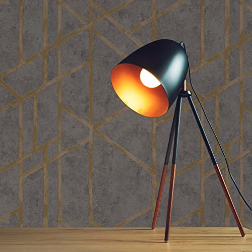 TADESSI Tapete Grafik Roberto M1-No.286 Vliestapete Grau Gold Geometrische Tapete für Wohnzimmer Schlafzimmer Küche