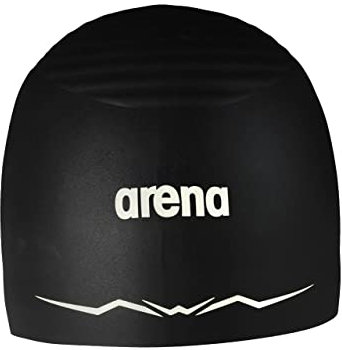 Arena Aquaforce Silikon-Schwimmkappe für Damen und Herren, hydrodynamische Leistung, Wettkampf-Intensivschwimmen, Schwarz, Größe M