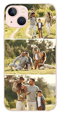 Personalised Phone Case for iPhone 12 Mini, Personalized Photo Collage Transparent Phone Cover, Custom Phone Cover with Photo Text, Design Your Own iPhone Case with Image, Text and Business Logo